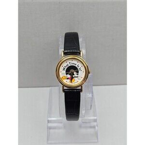Lorus by Seiko Disney Mickey Mouse What Time Is It Watch Gold Tone New Battery